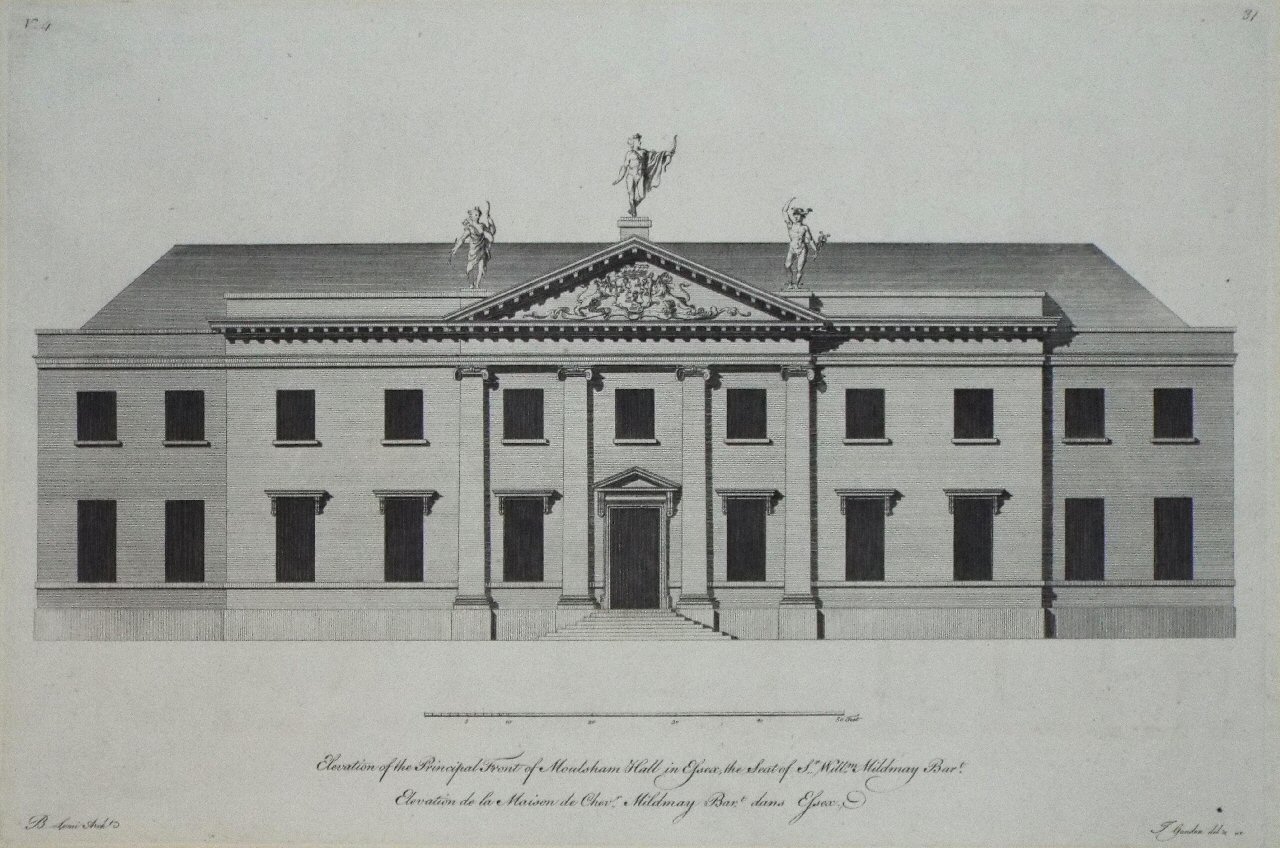Print - Elevation of the Principal Front of Moulsham Hall in Essex, the Seat of Sir Willm. Mildmay Bart. - Gandon